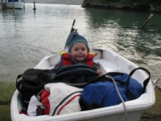 Toddler in the dinghy
