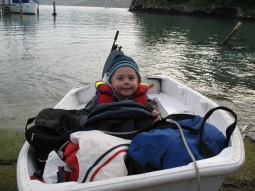 Toddler in the dinghy